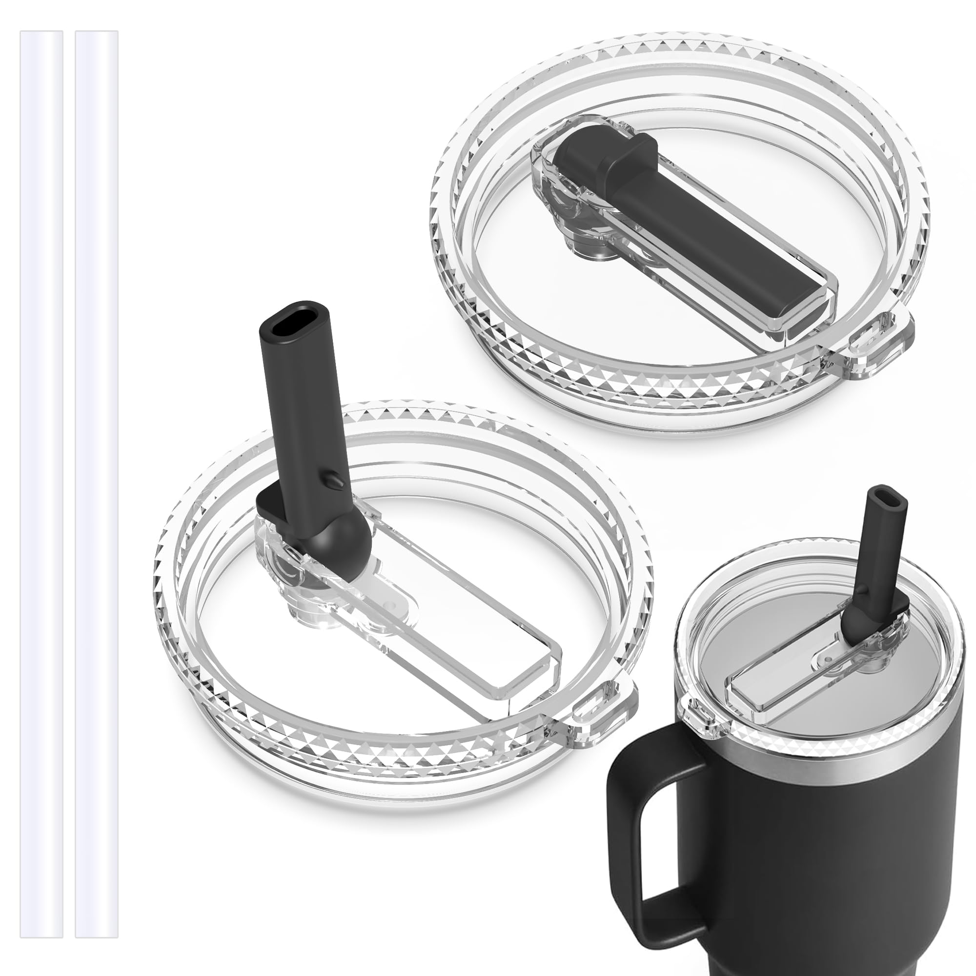 HAILIWEI 30 oz Straw Leak Proof Lid for YETI, Tumbler Lid for Yeti Rambler 30/32 oz Tumbler,26/35/42 oz Straw Mug,and Hydro Flask 32/40oz Travel Tumbler,Replacement Lid BPA Free(Black*2)