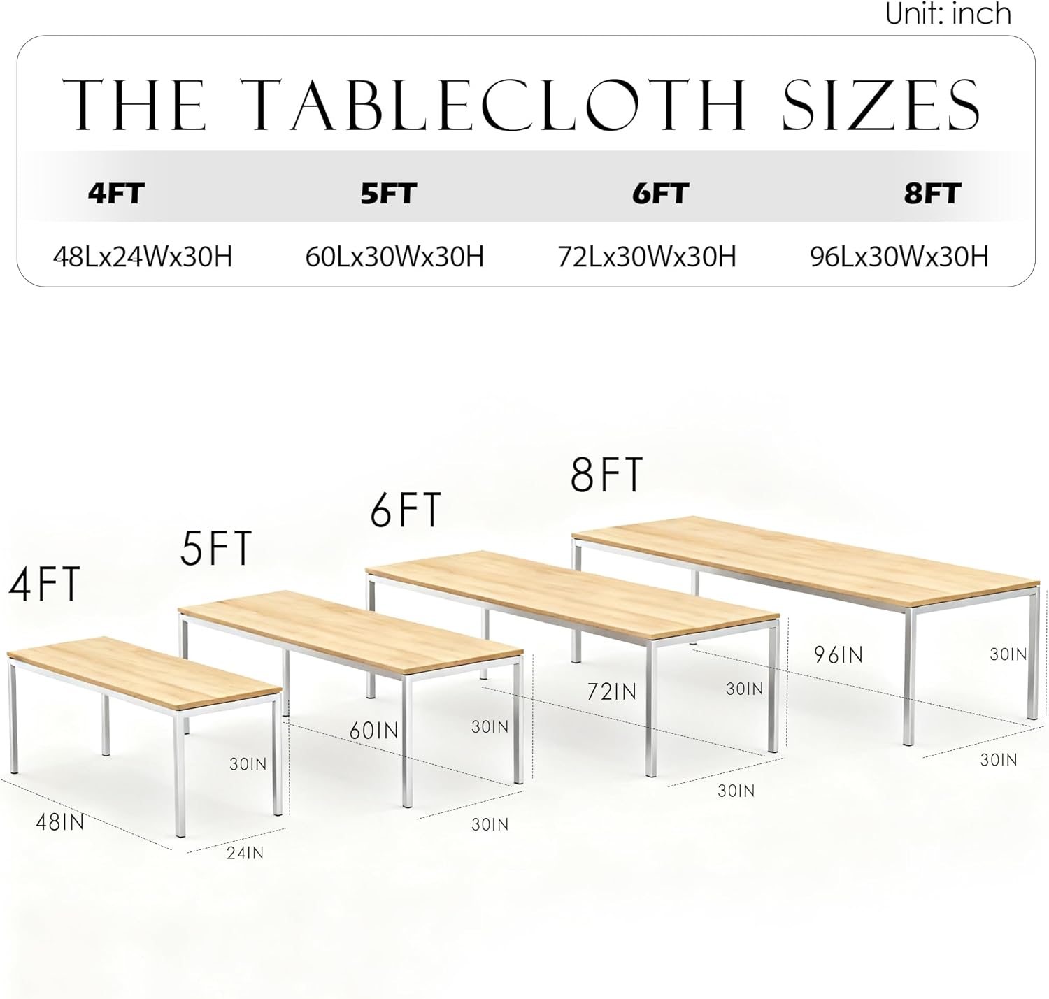 Custom Table Cloth with Logo Text Image Multiple Sizes 4FT 5FT 6 FT 8FT Personalized Tablecloth for Tradeshow Events School Associations Shop Church Club (Flat Tablecloth, 4FT Back Open)