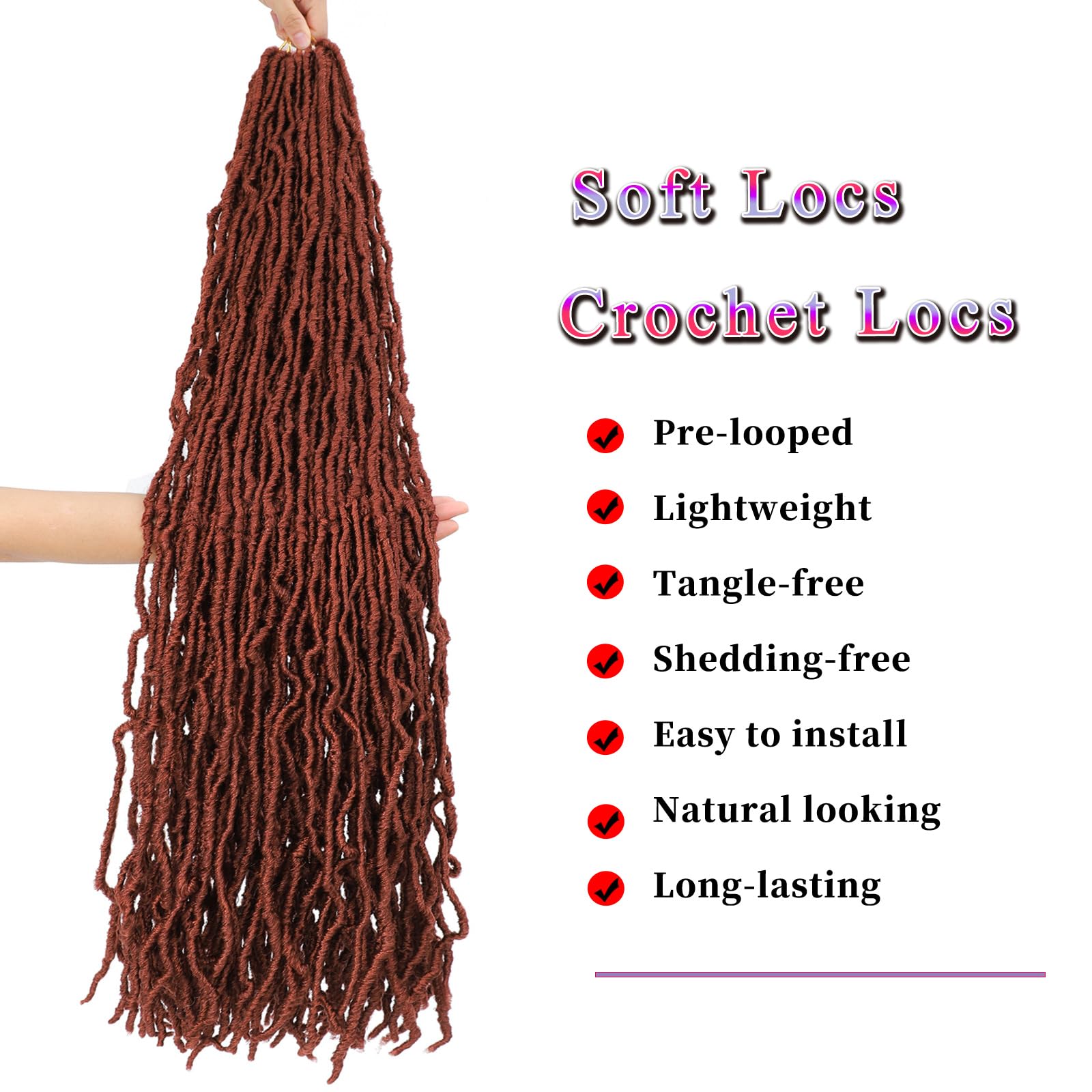40 Inch Faux Locs Crochet Hair 6Pscks New Soft Locs Crochet Hair Pre Looped Long Synthetic Goddess Locs Crochet Braiding Hair Extension for Black Women (350# - Image 2