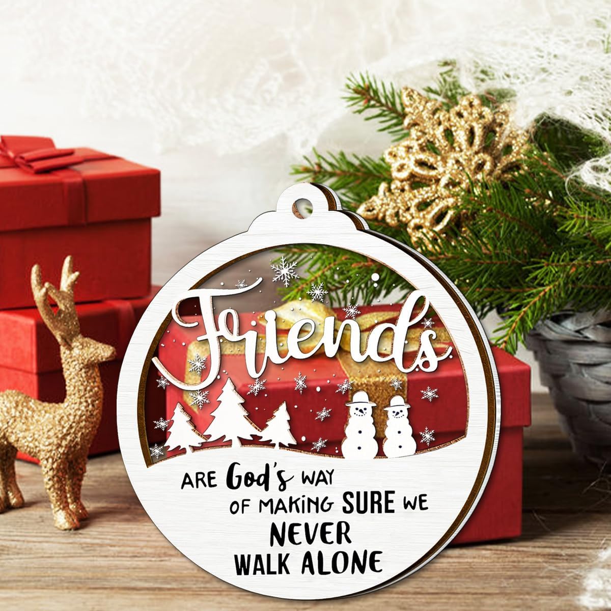 Friend Ornament, Friendship Ornaments for Women Friends, 2 Layer Bestie Christmas Ornaments, Best Friend, Friendship Gifts for Women, Friends Gifts for Woman