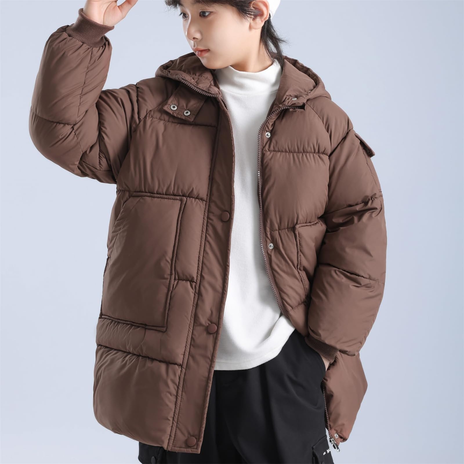 Chaqueta de invierno acolchada con capucha para niñas, abrigo cálido y grueso, abrigo de plumón para niños, abrigo cómodo para exteriores