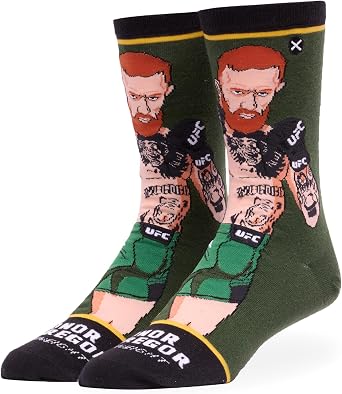 Odd Sox UFC Fighters Novelty Crew Socks Collection - Official Licensed MMA Apparel -Unisex Large-Gift for Fight Fans