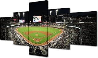 Suntrust Park Wall Art Atlanta Baseball Stadium Painting on Canvas Bedroom Wall Art Modern Home Decor Ballpark House Decorations for Living Room Pictures Stretched Frame Ready to Hang, 50"Wx24"H