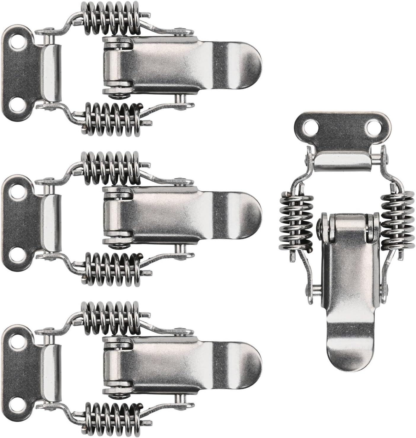 Stainless Steel Spring Loaded Latch, Double Spring Draw Catch Clamp Clip Hasp for Toolbox, Suitcase, Storage Box, Wooden Cabinet, Rust Resistant Door(S)