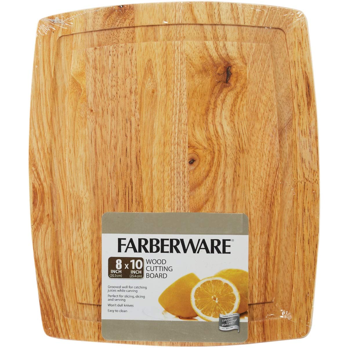 Farberware 78816-10 drewniana deska do krojenia z rowkiem kapającym, 20 cm po 25 cm, twarde drewno, naturalne