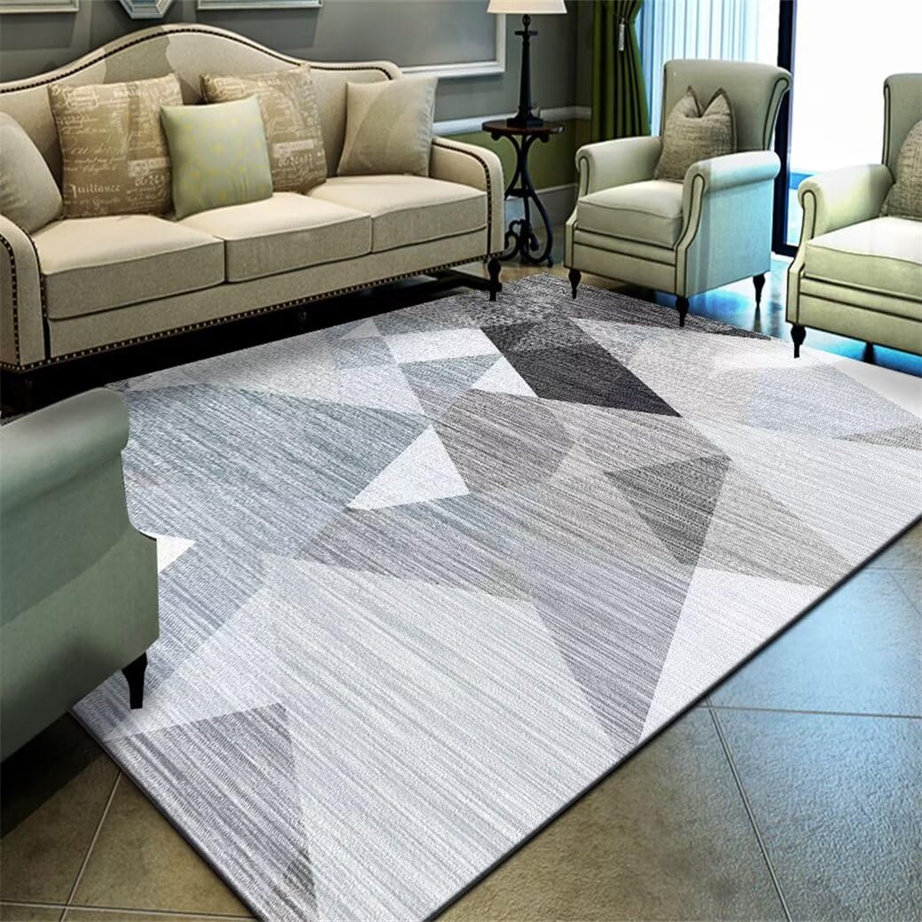 Tapis route enfant et salon moderne gris lavable de 120x160 cm