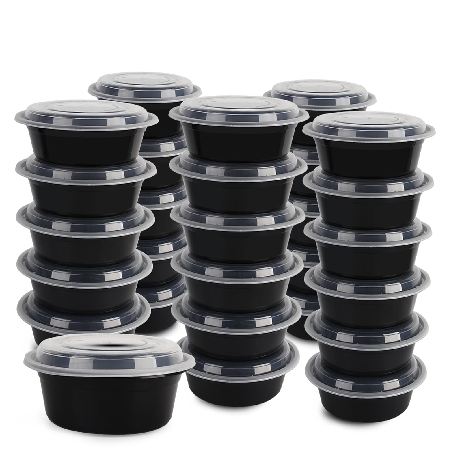 Meal Prep Containers Reusable 48oz- Meal Prep Bowls with Lids 30 Pack,Disposable Food Storage Containers with Lids, Round Meal Prep Containers with Lids, BPA Free, Microwave/Dishwasher/Freezer Safe