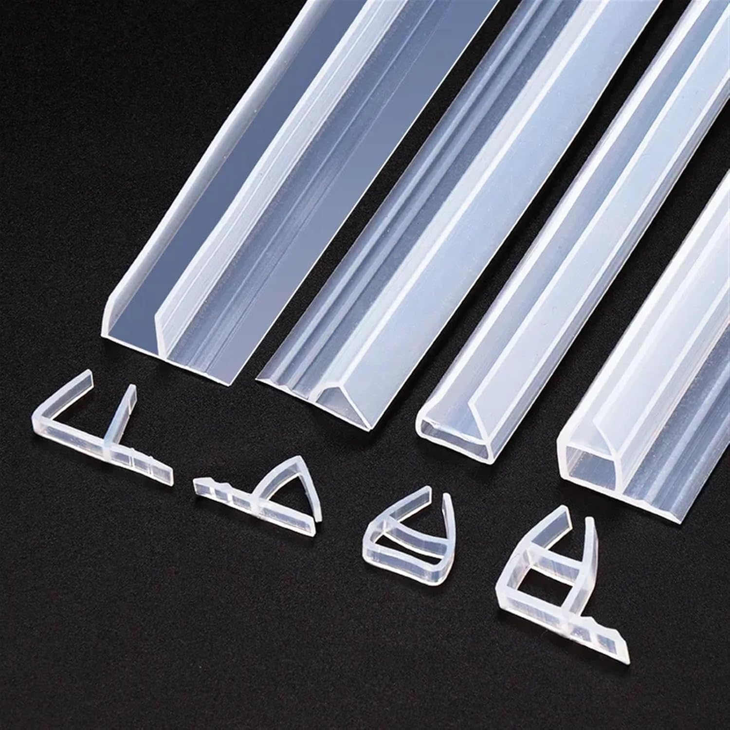 H/F/U Shape Glass Door Sealing Strips Silicone Bath Shower Weather Strips Draft Stopper Office Balcony Door Window Sealing Tape(H,10M_6MM)