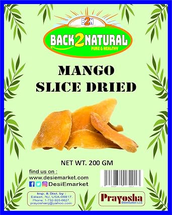 Back2Natural Amchur Mango Dried Whole Slices Spice 7oz 200gm  All Natural, Indian Origin | No Color | Gluten Friendly | Vegan | NON-GMO | No Salt or fillers