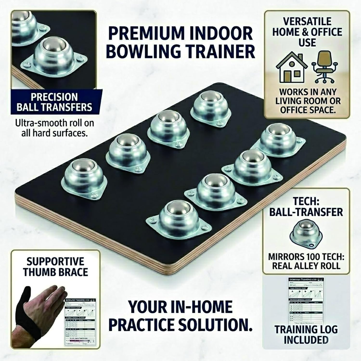 Bowling Release Trainer,Bowling Ball Spinner, Multi-Angle Rotation Bowling Training Tool for Grip, Hook and Motion Practice, Bowling Practice Equipment for Home and Pro Use