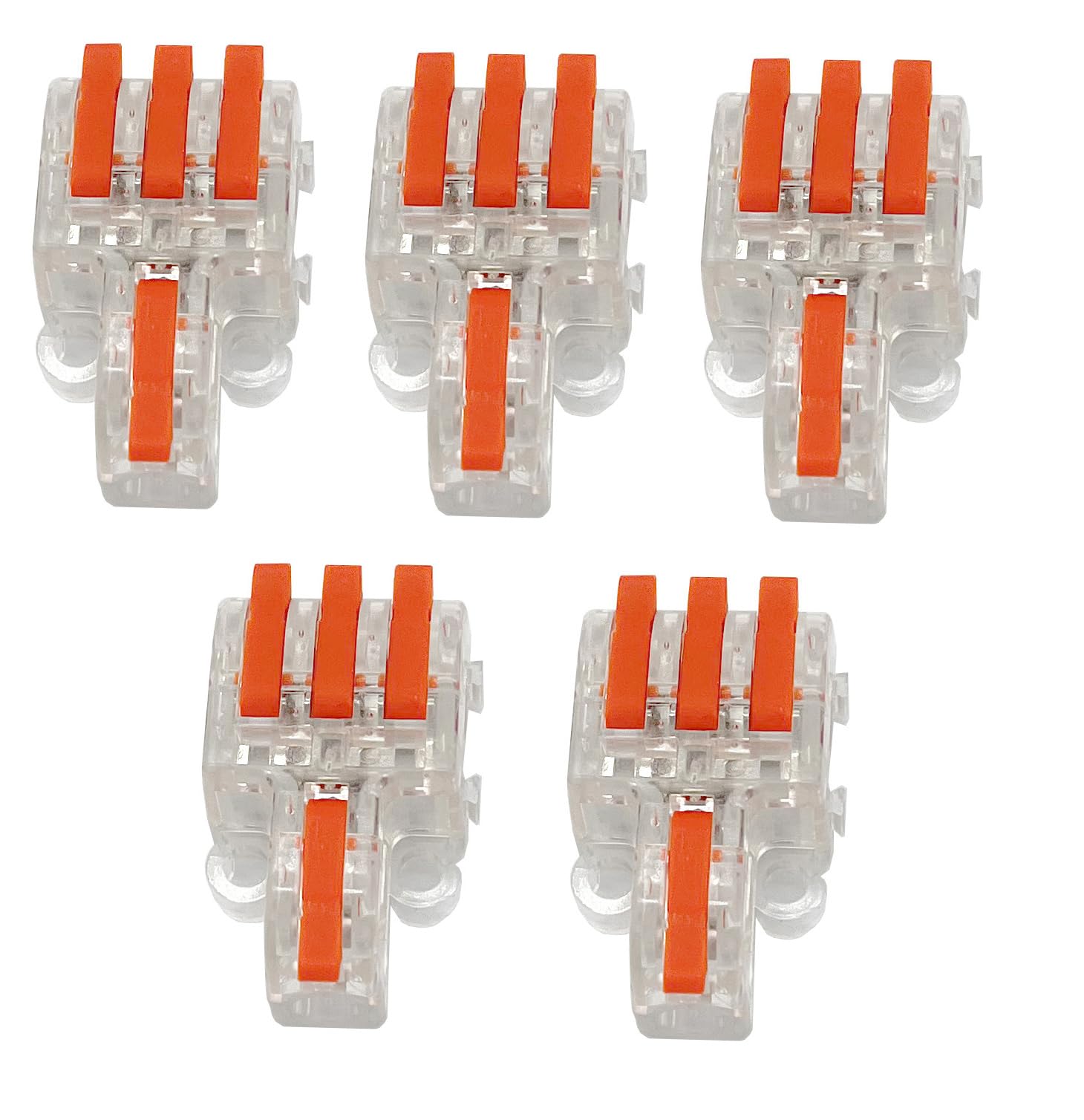 ZRUIDA Wire Connectors, 5Pack Compact Lever Wire Nuts Connectors Wire Terminals 1 in 3 out for Quick Connect 28-12 AWG (1 in 3 out)