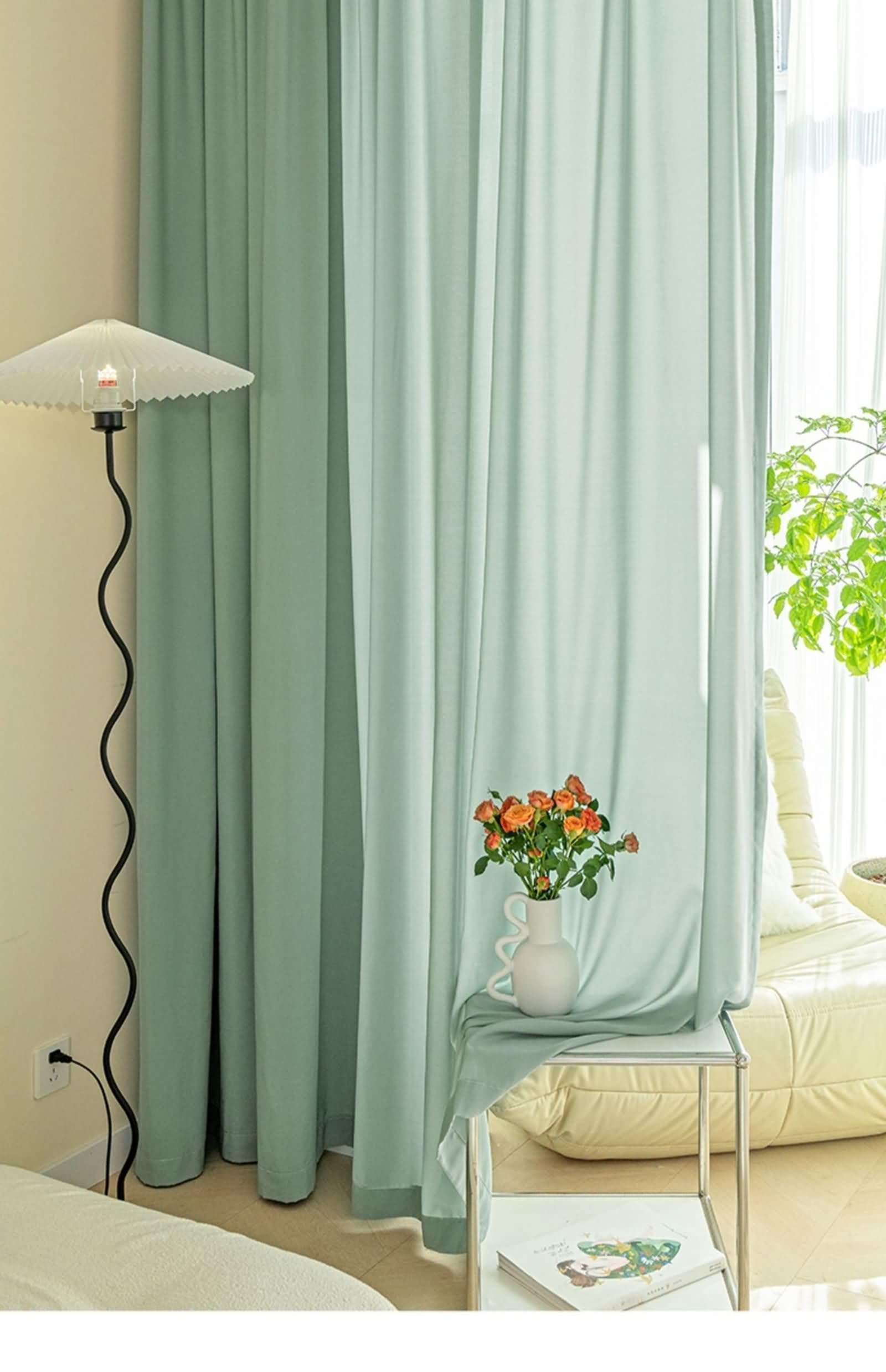 Daesar 2 Pannelli Tende Trasparenti per Interni 214 CM Altezza, Tenda Salotto Moderno con Occhielli Tinta Unita Tende Finestre per Camera da Letto e Soggiorno, Verde 132x214CM