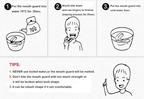 Miniatura 5 de Juego de 4 protectores bucales deportivos moldeables para adultos y niños, protectores de dientes para fútbol, baloncesto, boxeo, lucha libre,