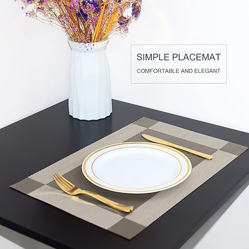 Miniatura 4 de Manteles individuales, manteles individuales para mesa de cocina, comedor, resistentes al calor, antideslizantes, lavables, de PVC, fáciles de