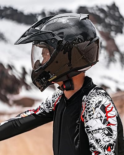 Miniatura 14 de ILM Snell M2020D - Casco completo de fibra de carbono para motocicleta de aventura, auto de carreras para hombres y mujeres, casco todoterreno