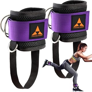 Ankle Strap for Cable Machine (Pair) Adjustable Comfort fit Neoprene and Reinforce 4 D-Rings, Upgraded Ankle Strap Gym Cable Attachment for Glute Kickbacks & Lower Body Exercises fit Women & Men