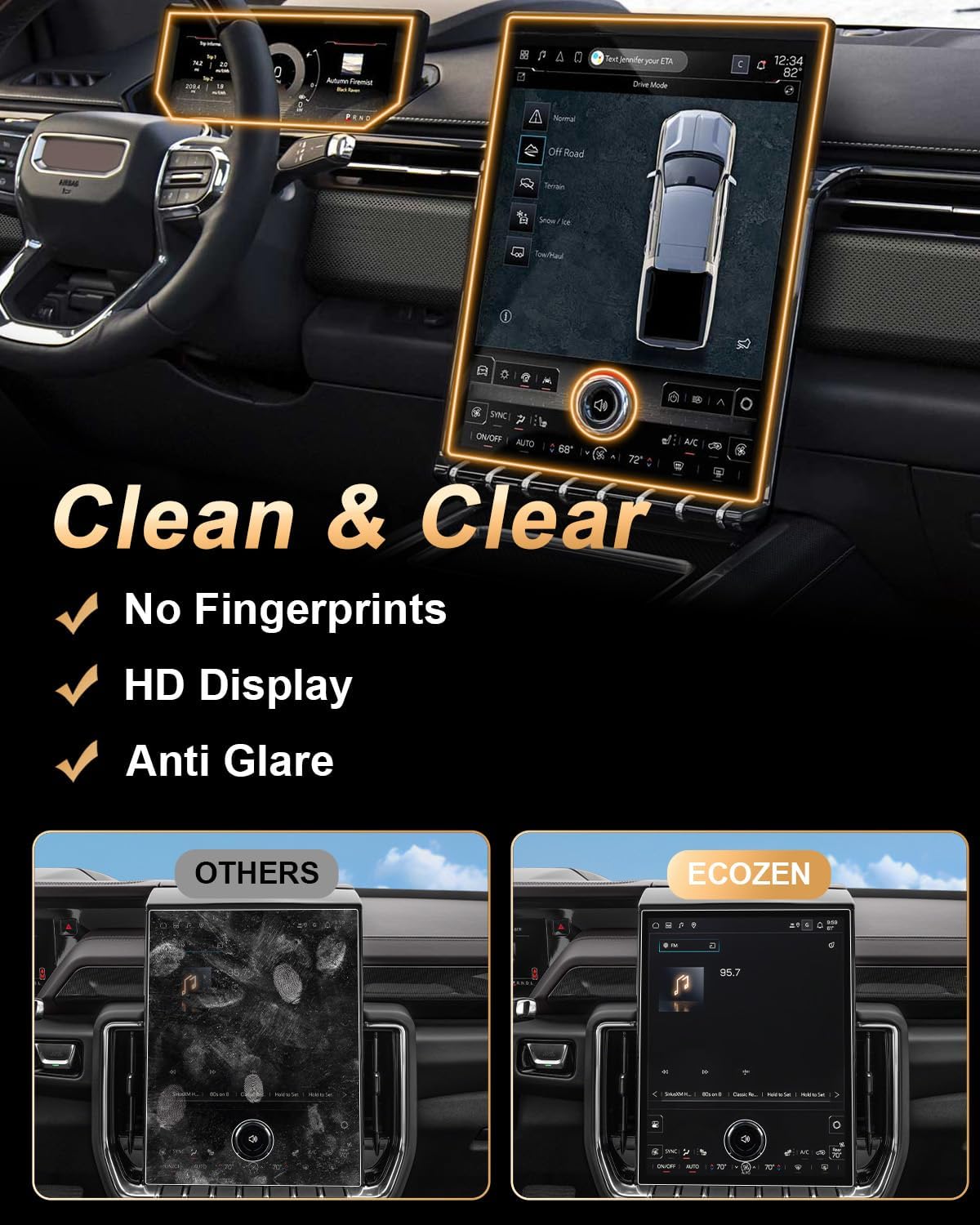 2026 GMC Yukon Screen Protector - 2 Pcs For 2025-2026 GMC Yukon 16.8-Inch Navigation + 11-Inch Dashboard Screen - 9H Tempered Glass HD 2025-2026 GMC Yukon/Yukon XL Accessories Anti Fingerprints
