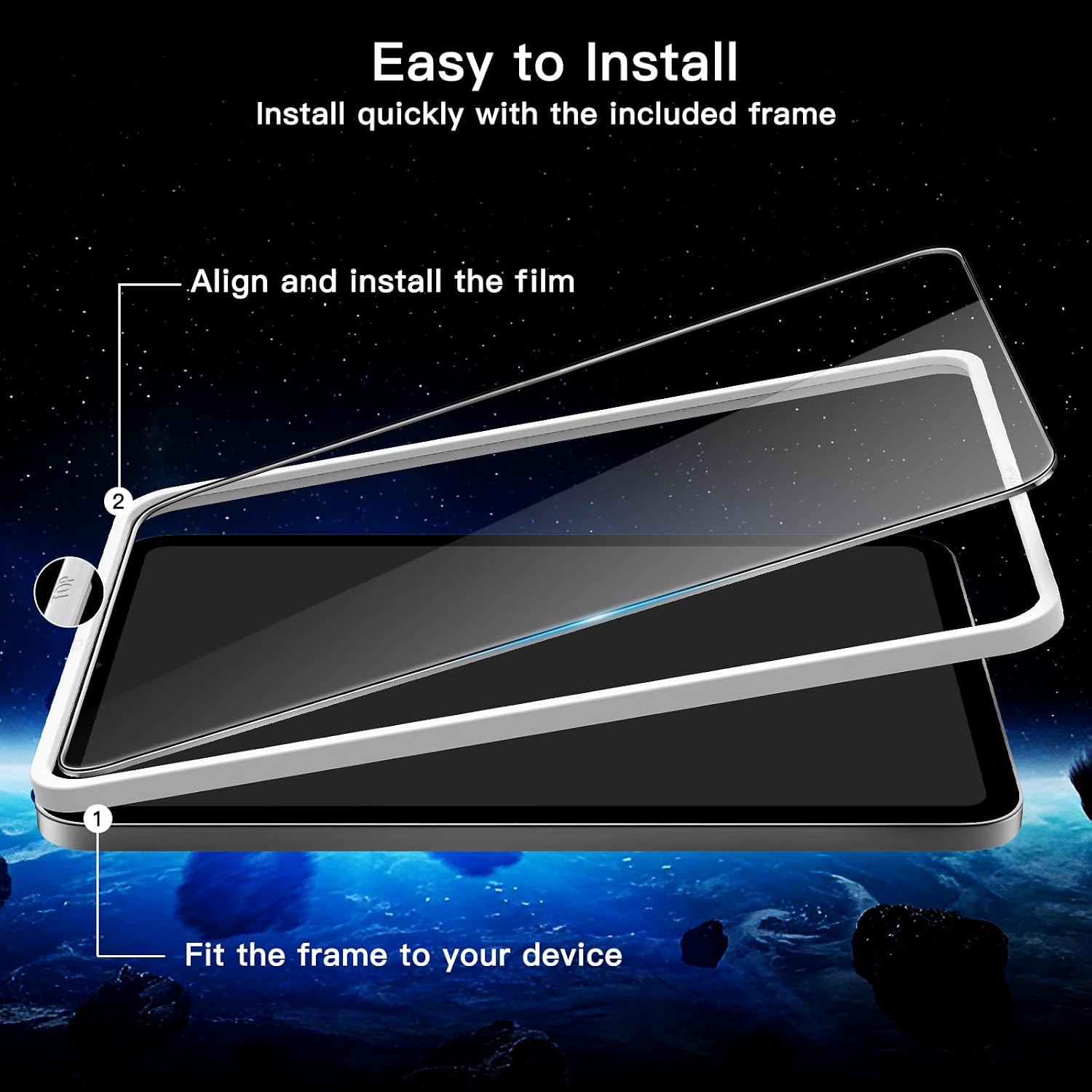 JETech Screen Protector for iPad mini A17 Pro/6th Gen (2024/2021), 2-Pack image 3