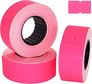 SKIR'CO (4 rollos) Etiquetas para pistola de precios, 21 x 12 mm, color rosa, etiquetas para marcadores de precios, 4.000 pegatinas para precios