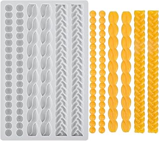 Beasea Silicone Rope Mold, 1 Sheet Fondant Silicone Pie Crust Lace Chain Border Mold for Cake Decorating Sugarcraft Mould Pastry Pies Chocolate Toppers