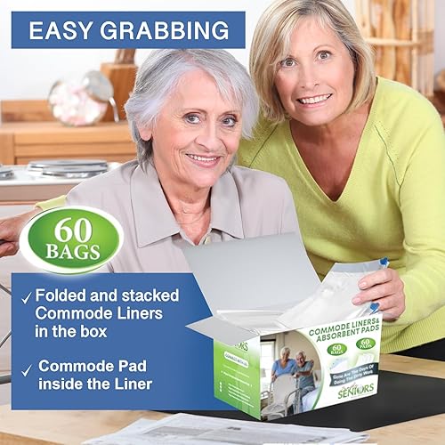Miniatura 10 de Commode Liners - 100 bolsas de inodoro portátiles fuertes - Forros de inodoro fáciles de usar - Revestimientos para inodoro de cabecera que apoyan