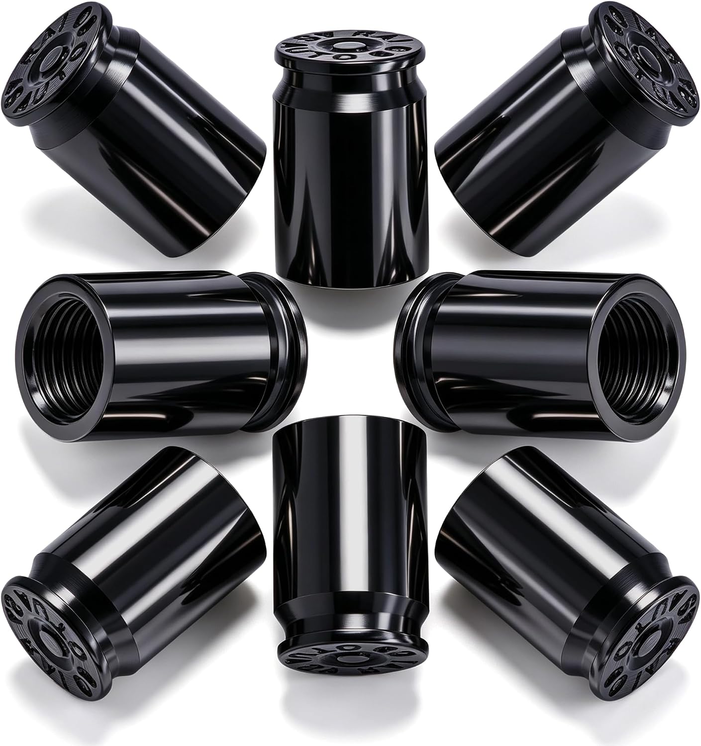 8PCS Bullet Shell Tire Valve Stem Caps, Aluminum Alloy Car Air Stem Cap, Universal Dustproof Tire Valve Stem Covers for Cars, SUV, Trucks, Bikes, Motorcycles, Bicycles (Black)