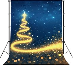 Photography Backdrops Golden Christmas Tree Abstract Night Photo Backdrop Photography Background for Portrait Photo Party Decor Video Studio Props Photoshoot 8x10FT