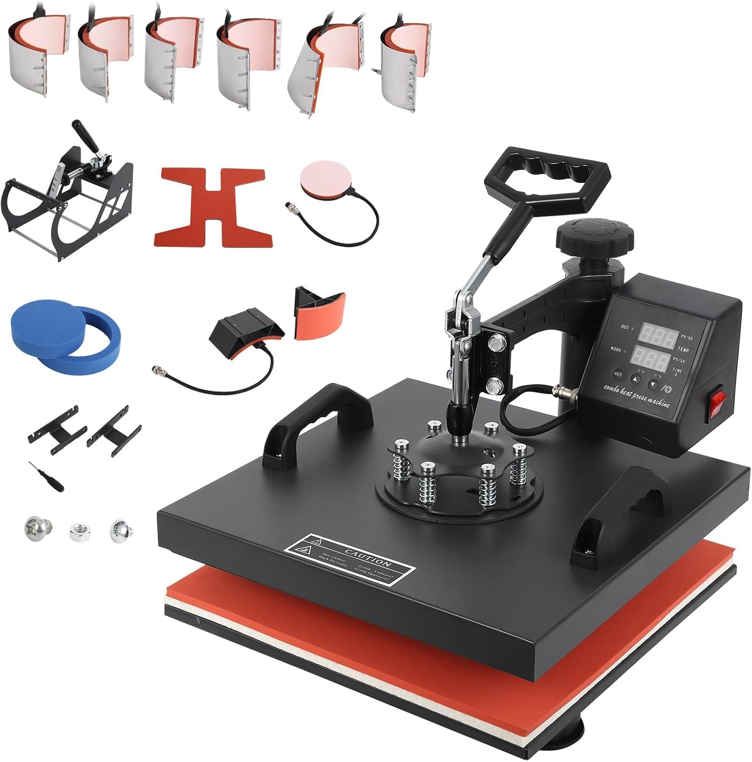 Máquina de Prensa Térmica 12 en 1 para Camisetas 15x15 con Accesorios