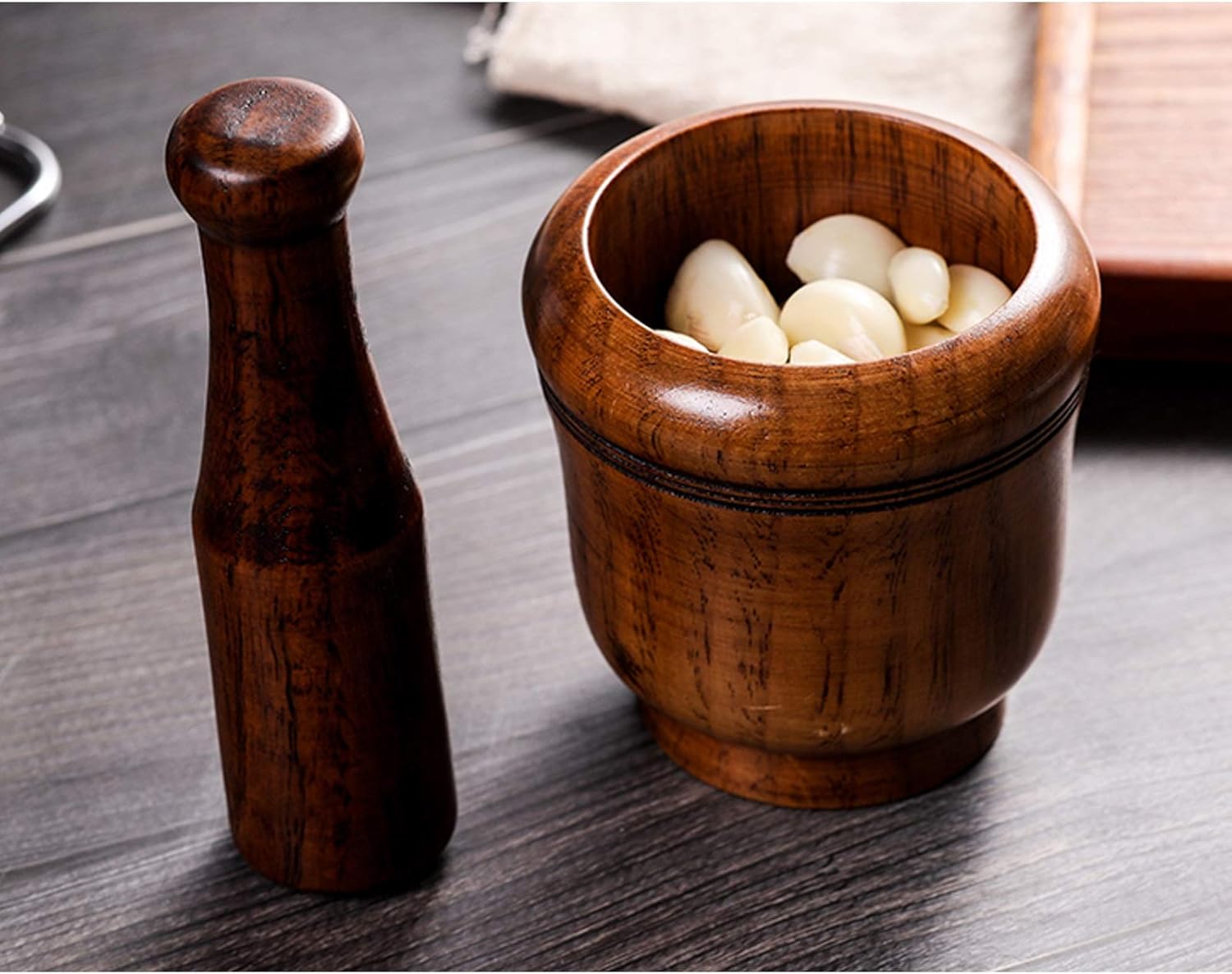 Mortar and Pestle Wooden Mortar and Pestles,Handmade Mortar and Pestle,Spice Tools Grinding Bowl Set, Kitchen Accessory for Home Cooking Tool Porcelain Mortar and Pestle Grinding