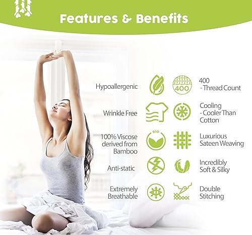 Vista 112 de BAMPURE - Juego de sábanas de 100 % viscosa de bambú, refrescantes, suaves, bolsillo profundo de hasta 16 pulgadas, 1 sábana encimera, 1 sábana Gris