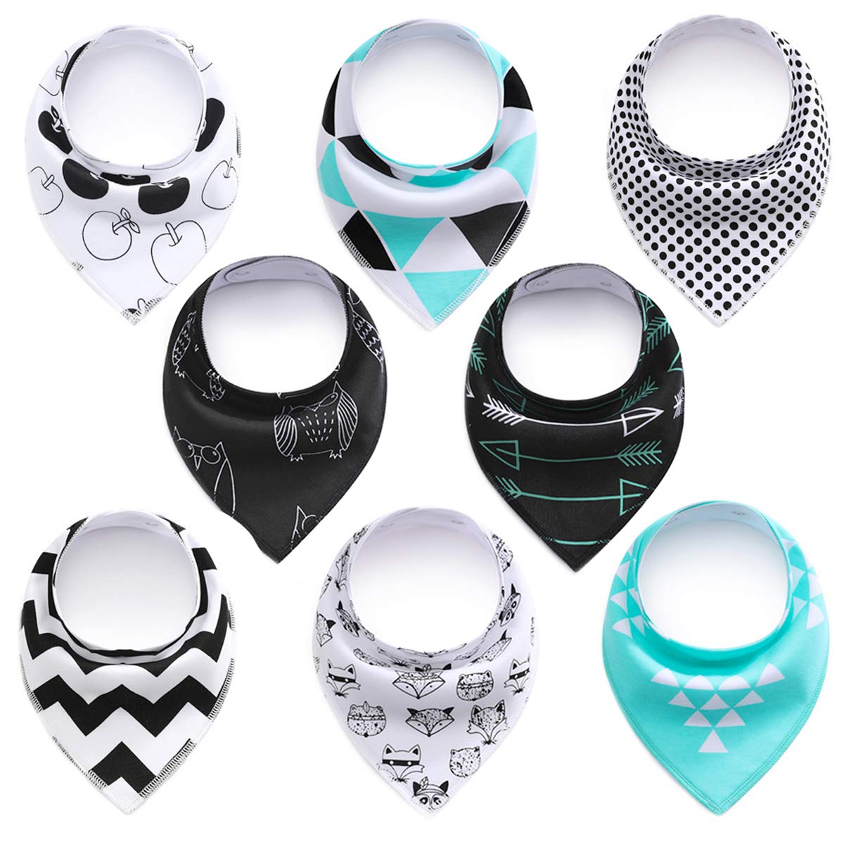 SONARIN Baby Bandana Drool Bibs Dribble Bibs for Boys,Drooling and Teething,Super Absorbent Organic Cotton Bandana Bibs,Pack of 8