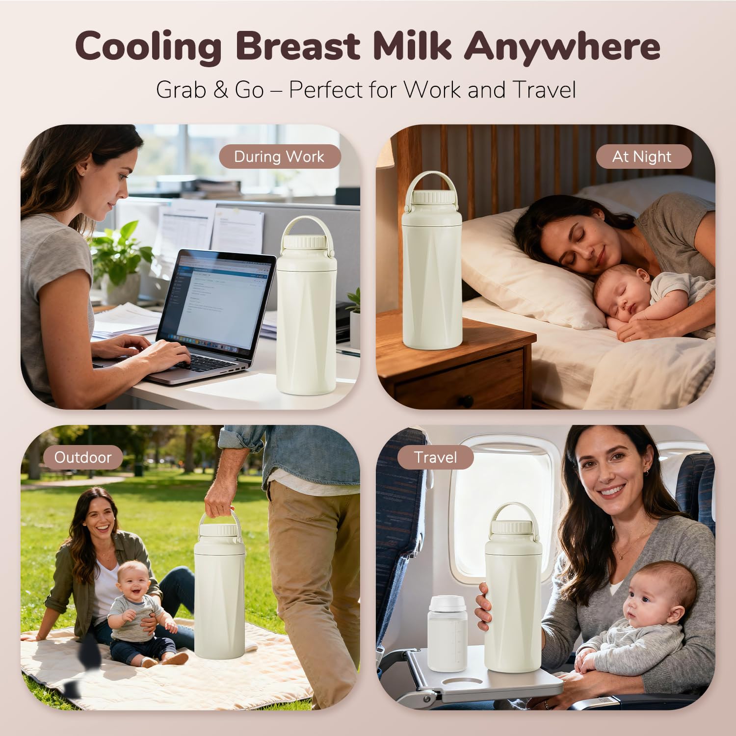 Tragbarer Muttermilch-Kühler – 24H+ Frische durch 360°-Kühlung, 650ml BPA-frei, Isolierte Milchflasche mit Auslaufsicherung für Reisen/Büro, Stillzubehör für Mütter