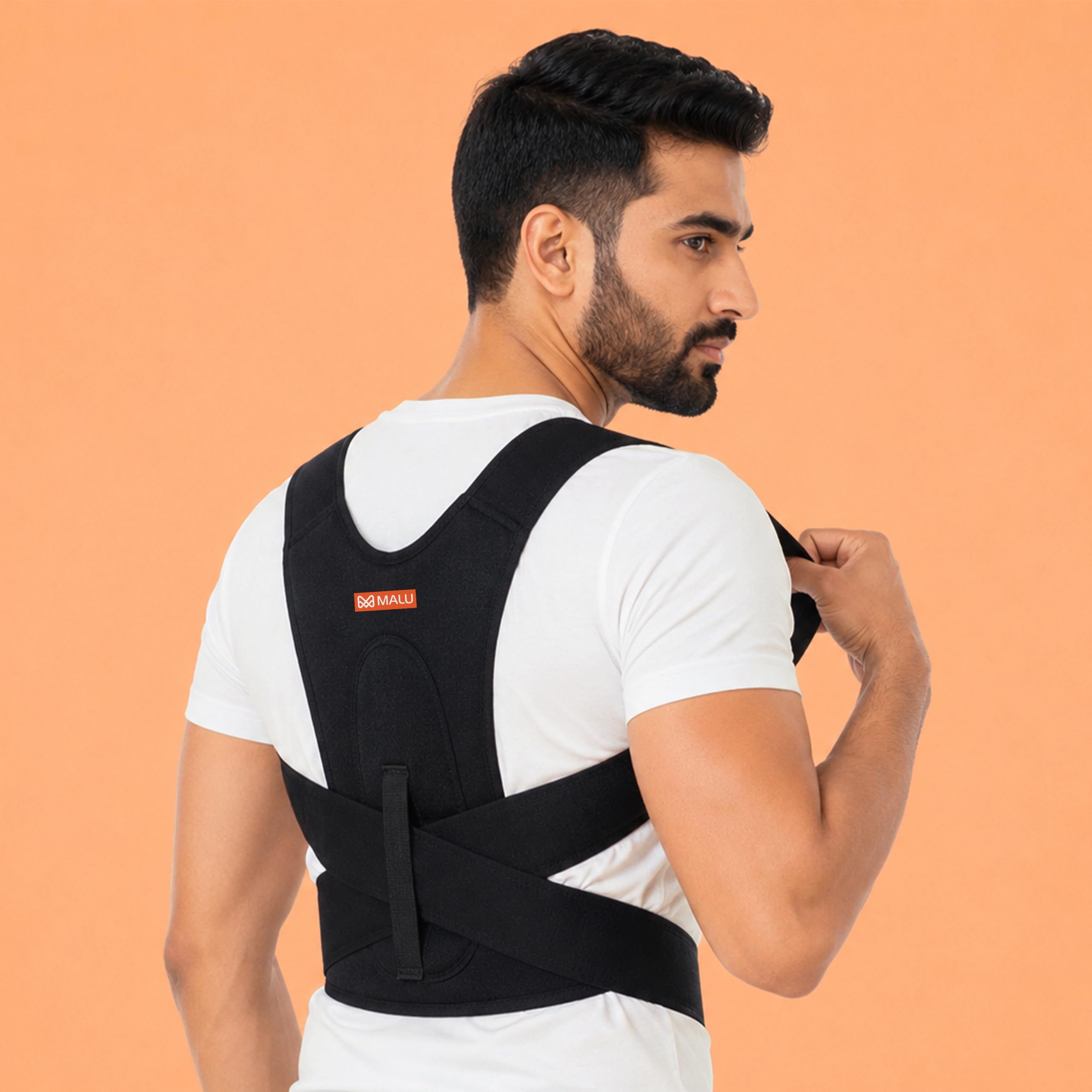 Posture Corrector for Men & Women | Adjustable Back Brace for Spine Alignment & Pain Relief | Upper Back Support Belt Black (XL)-image-14