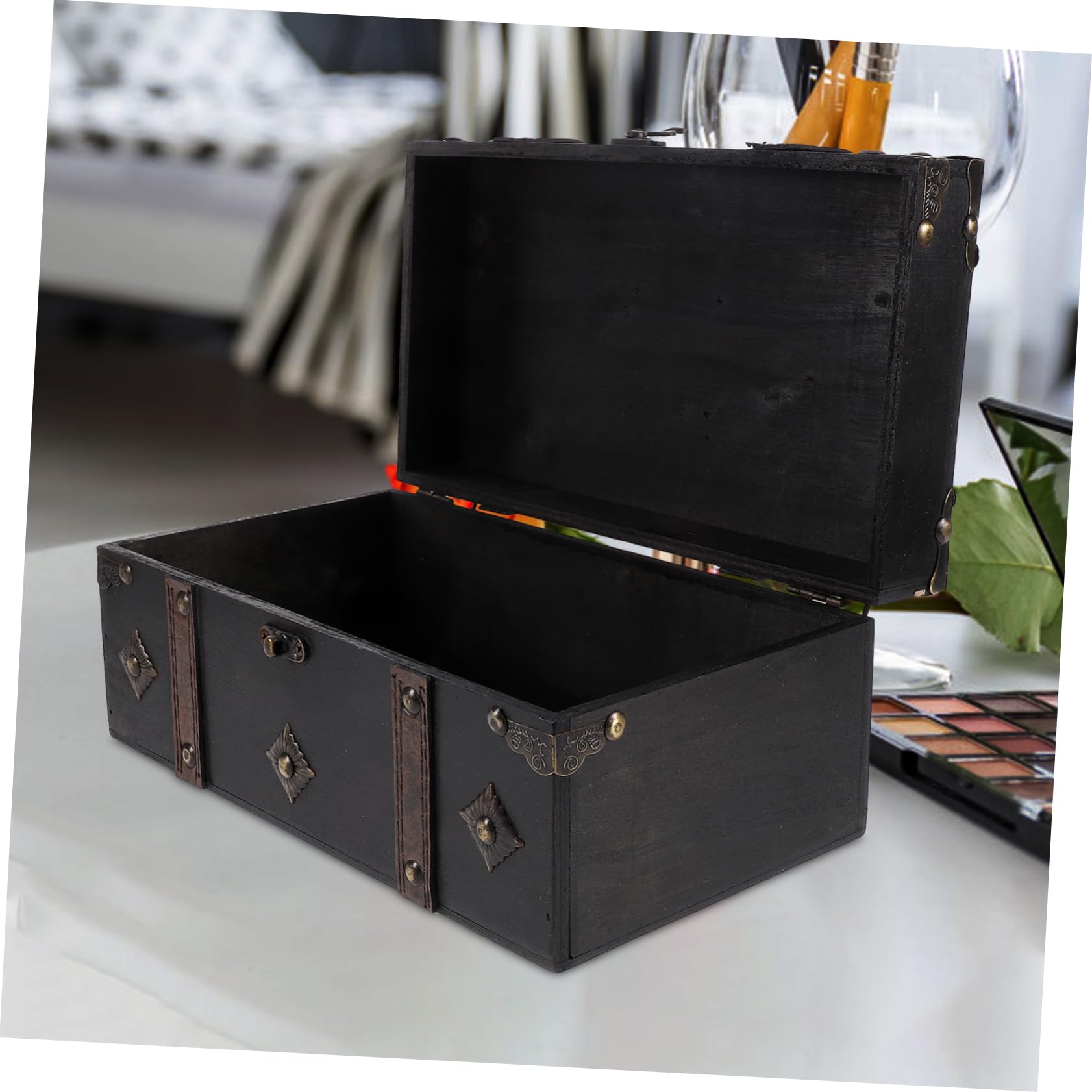 LABRIMP caja de almacenamiento de madera cajas de almacenamiento joyas de cofre estriado recipientes para organizar cofre de madera para recuerdos cajas de recuerdos Metal