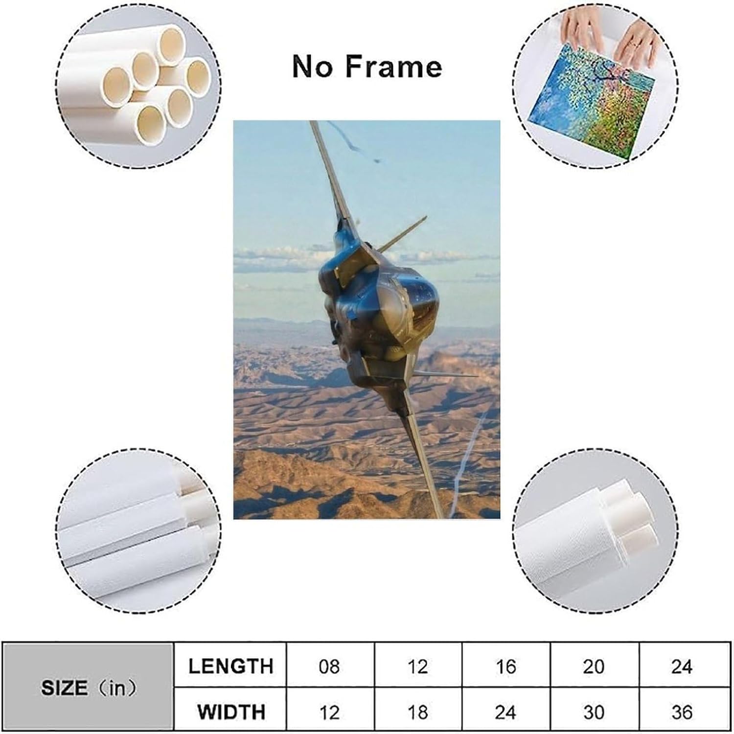 Military Poster F35 Jet Fighter Wall Art Airplane 16x24inch Unframe-style image 3