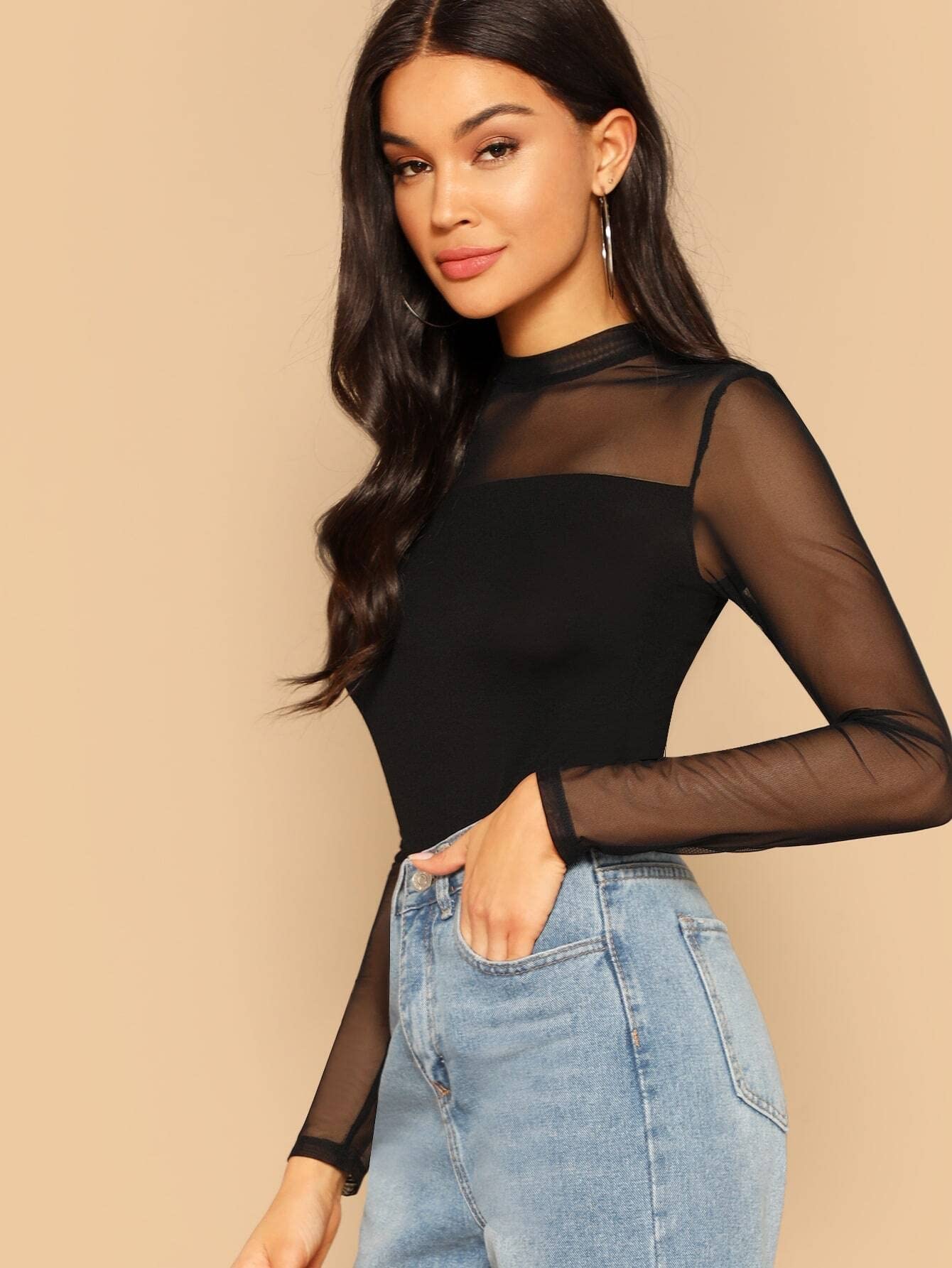 sheer yoke top