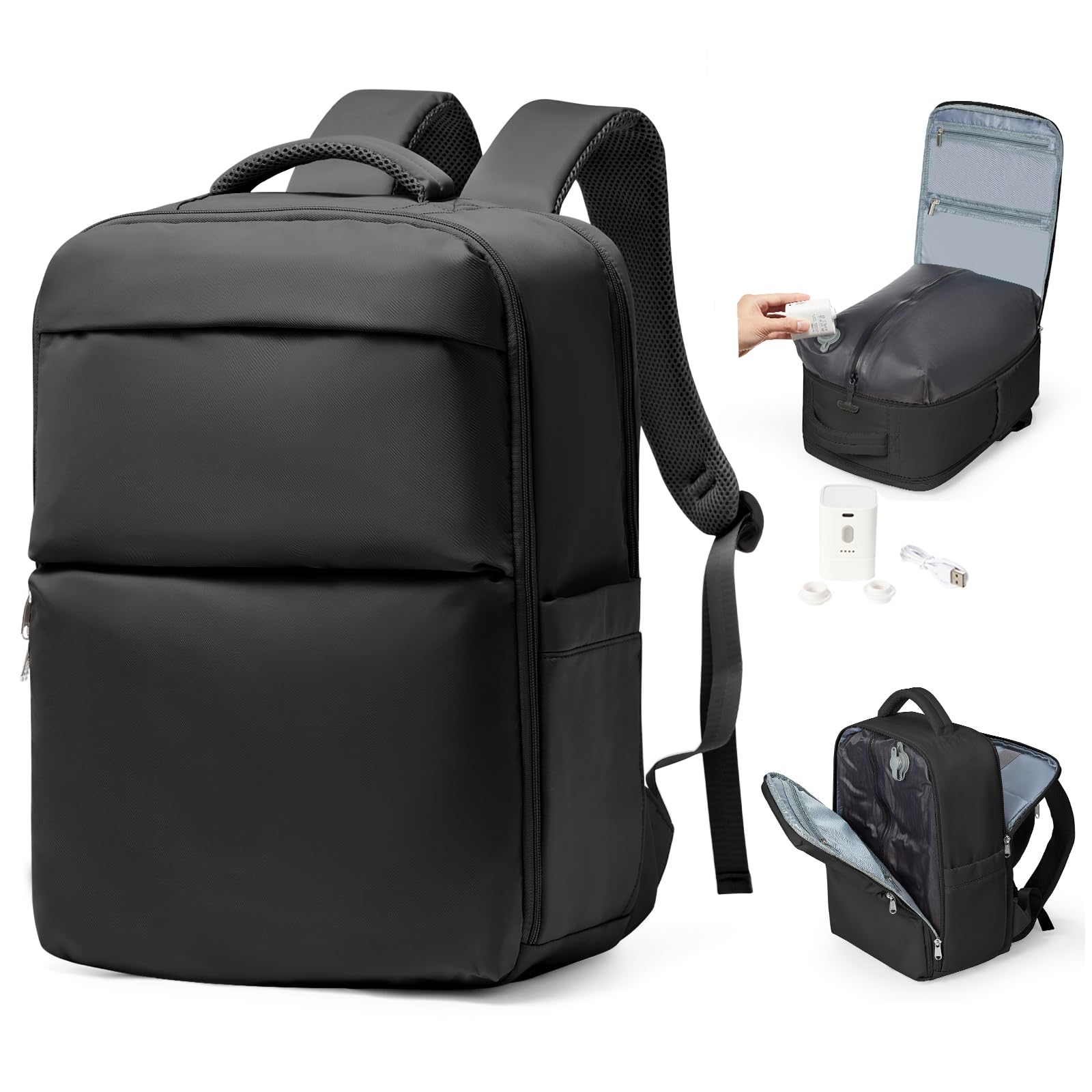 bergsalz Zaino Ryanair 40x30x20 Sottovuoto Con Pompa Zaino Da Viaggio 40x30x20 Bagaglio a Mano Ryanair Sottovuoto Da Donna Uomo Nero