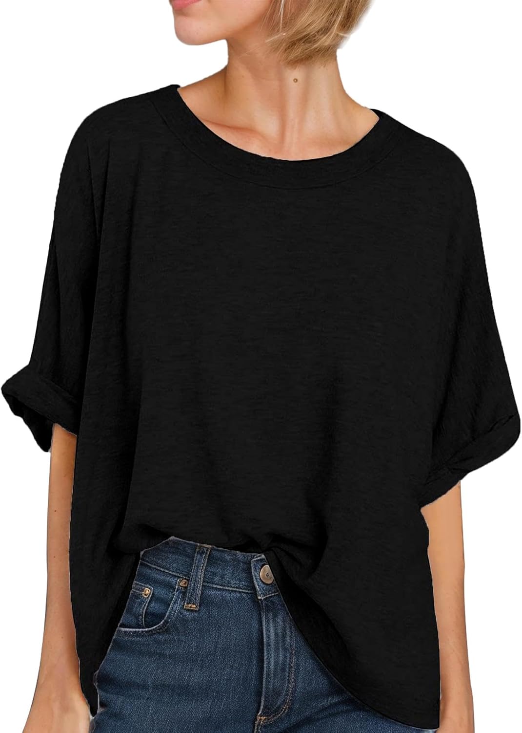 Women Oversized T-Shirt Summer Casual Short Sleeve Loose Tee Tops Casual Loose Fit Basic Tees