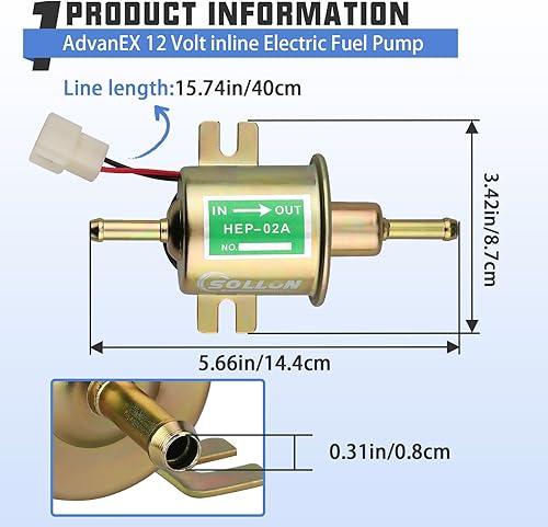 Miniatura 2 de Kit de bomba de combustible eléctrica de 12 V universal de transferencia de baja presión en línea con 10 abrazaderas de manguera de 6.56 pies 516