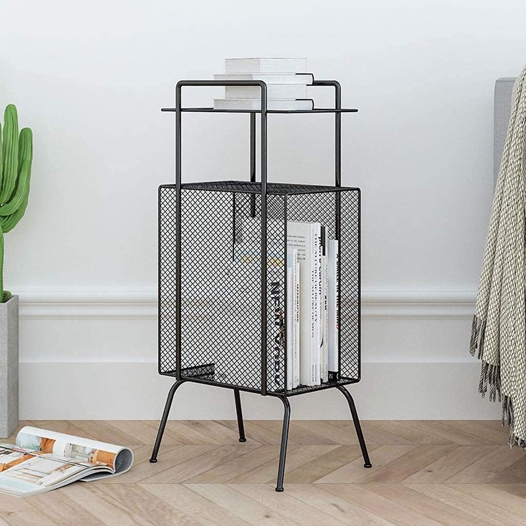 Indian Decor. 38033 Magazine Rack, Multi-Function Living Room Sofa Side Table, Wrought Iron Newspaper, Book Picture Book Rack, Corner Floor-Mounted Multi-Layer Bookshelf (Color : Black)-picture-17