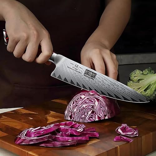 Miniatura 7 de HOSHANHO Juego de cuchillos de cocina de Damasco de 3 piezas, juego de cuchillos ultra afilados, juego de cuchillos de chef profesional con mango