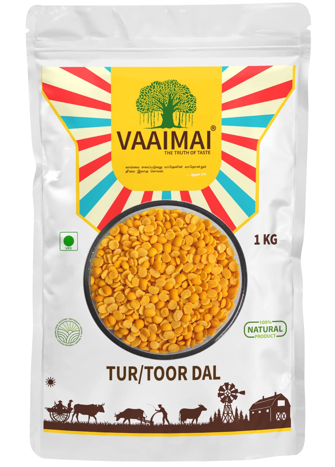 VAAIMAI Toor Dal/Arhar/Tur Dal, 1kg