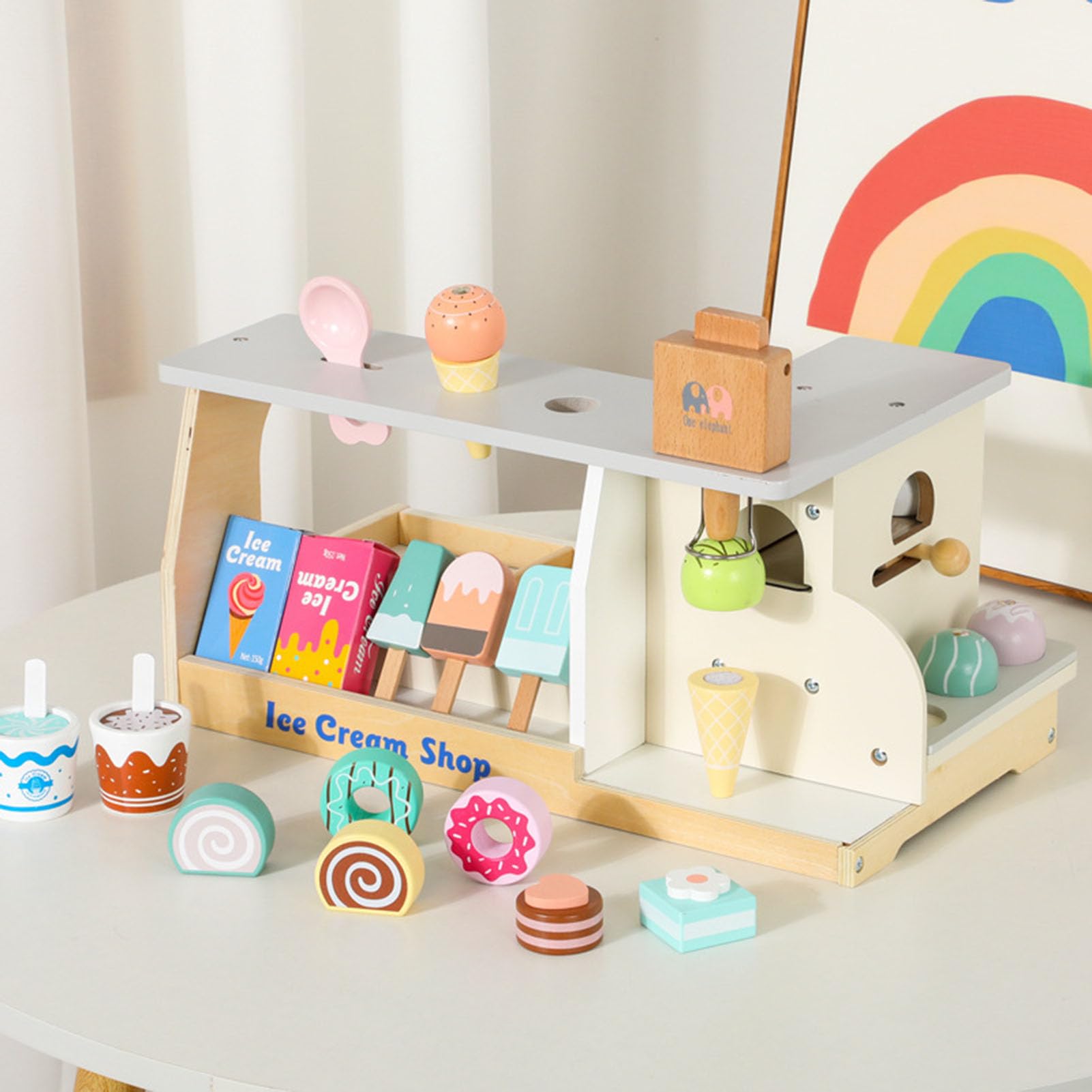 Giocattoli in Legno per Gelateria, Set di Gioco Negozio di Dolci | Set di Giochi di Ruolo Alimentari per Bambini, Giocattolo Alimentare Giocattolo per Bambini Piccoli