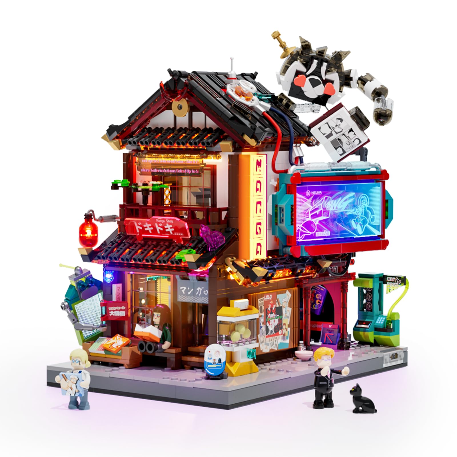 Lumibricks Cyberpunk Manga Shop LED Modular Building Set, 1699PCS