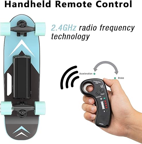 Miniatura 5 de Cool&Fun Monopatín eléctrico con control remoto, velocidad máxima de 10 MPH, rango de 7 millas, ajuste de 3 velocidades, carga máxima de 200 libras,