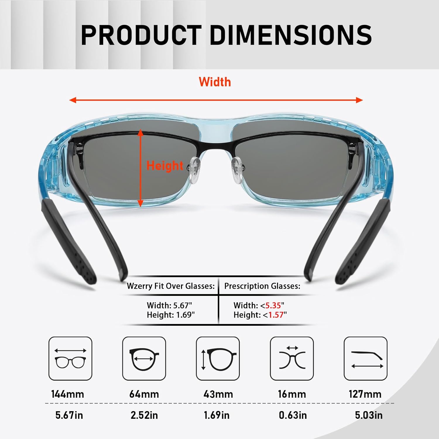 Wzerry Sunglasses Fit Over Glasses Polarized for Men Women, Wrap-Around Glasses UV400 Protection for Driving and Outdoor - Image 4