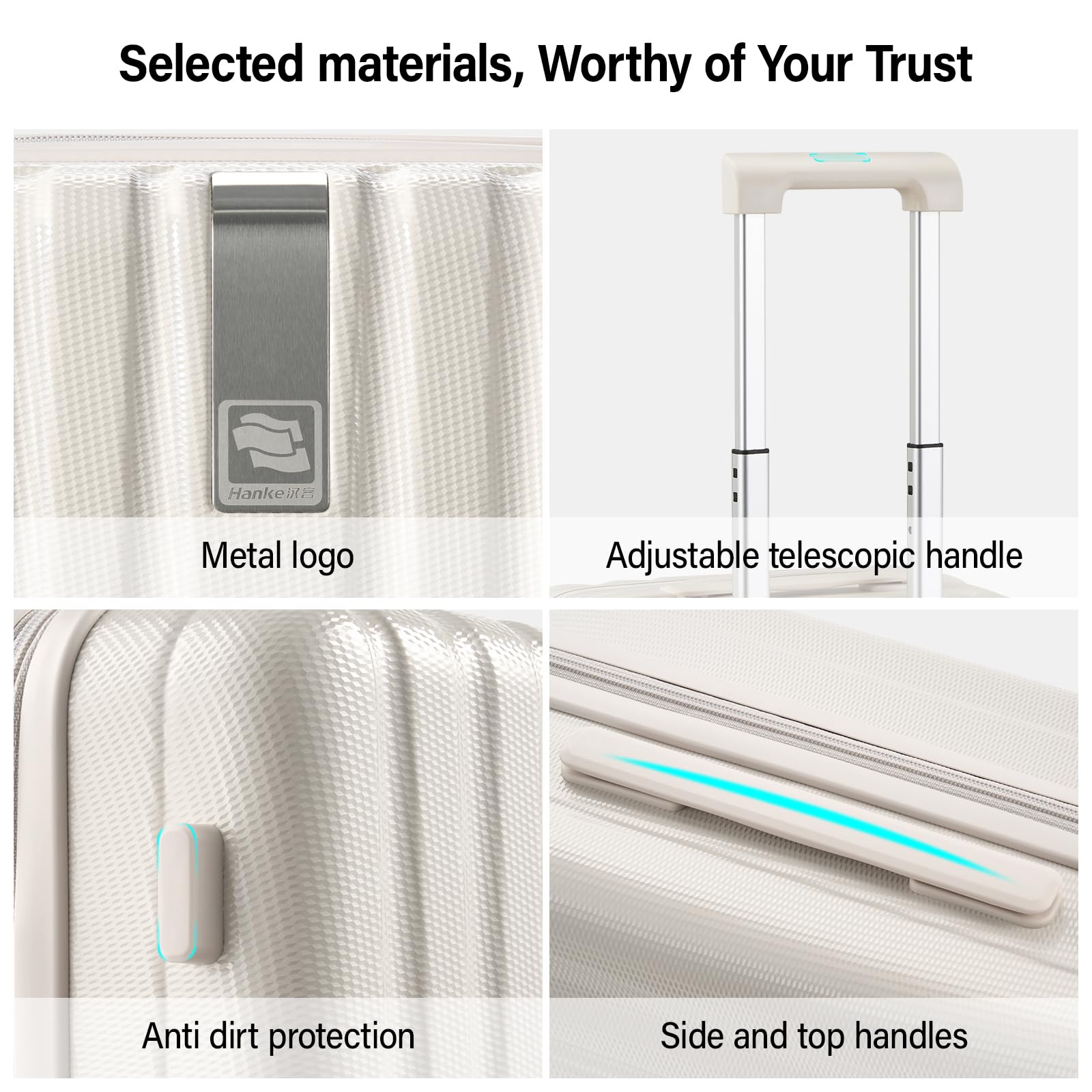 Hanke Hardshell Luggage Sets 2 Piece Extra Large Suitcases with Lock,28 Inch Luggage with Spinner Wheels, Travel Suitcase for Women Men 20 29Inch,Ivory White