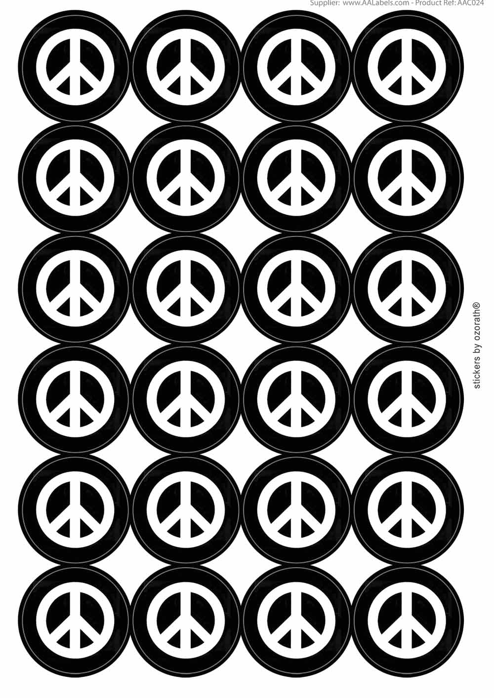 CND Campaign for Nuclear Disarmament Peace Circular Matt Paper Stickers A4 Sheet of 24 (Each Sticker is 45mm Diameter)