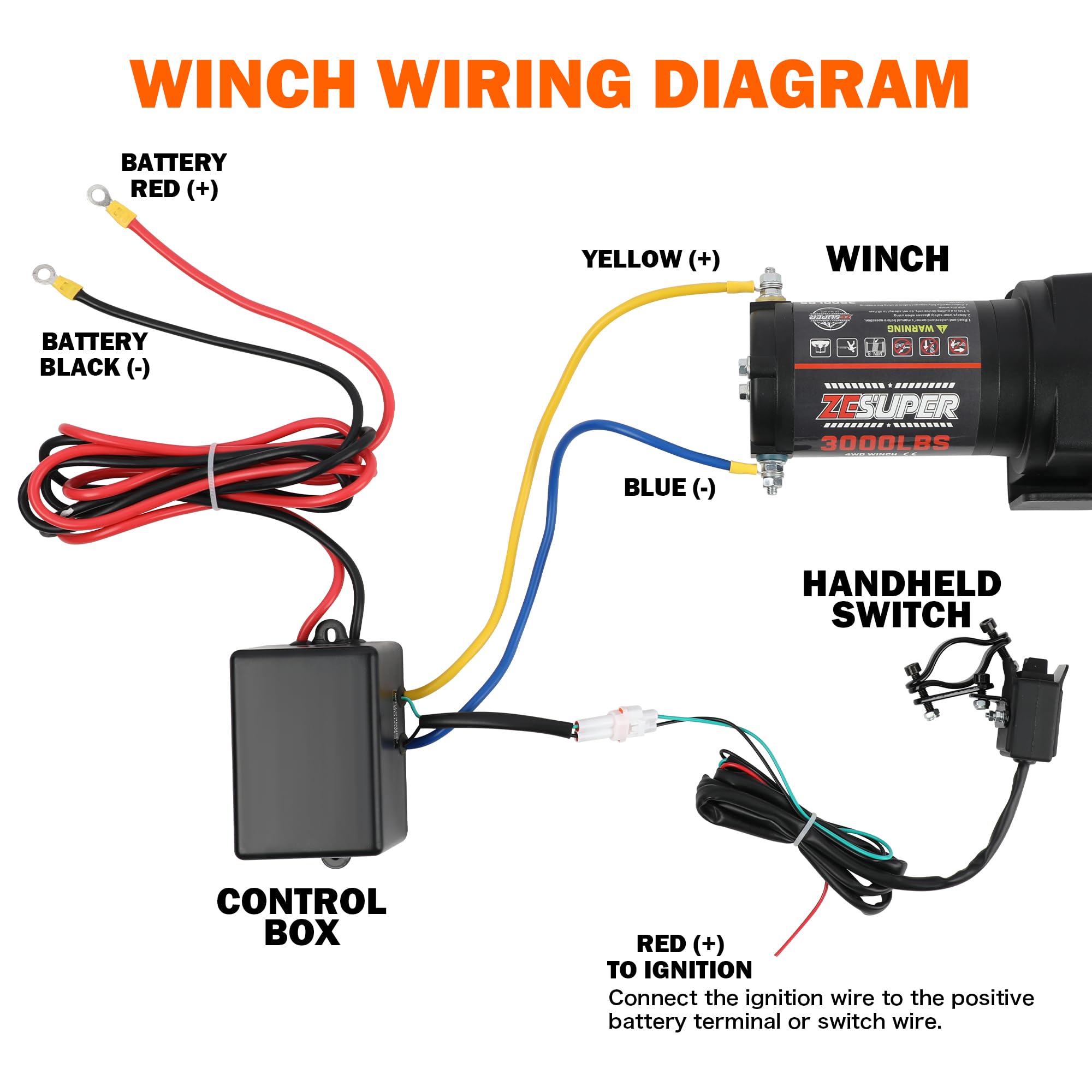 ZESUPER Wciągarka elektryczna 1340 kg 12 V DC stalowy kabel terenowy wodoodporny UTV ATV łódź zmodyfikowane pojazdy zestawy wciągarek bezprzewodowy pilot