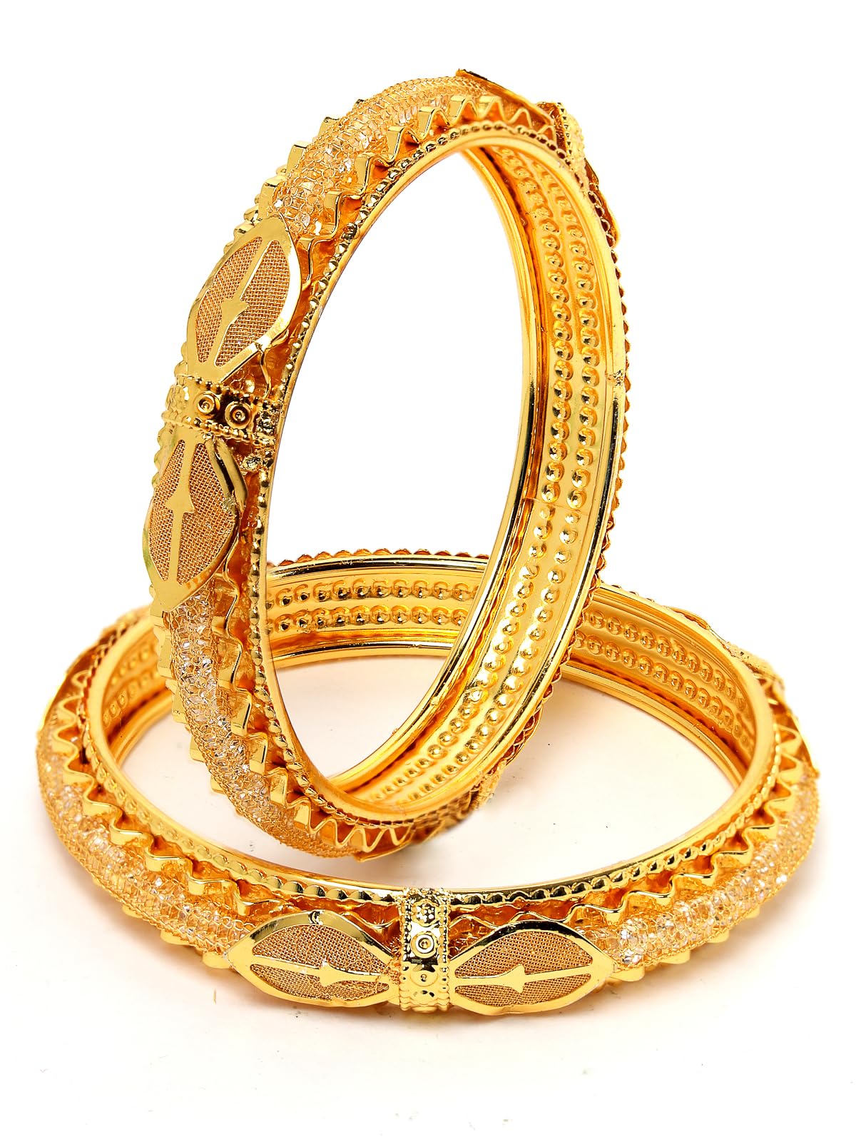 Sukkhi Attractive Gold Plated White Crystals Stones Bracelet Bangle Set Jewellery for Women & Girls|Set of 2|Birthday Anniversary Gift for Women|B105939 (B0CPPBXCJR) Amazon Price History, Amazon Price Tracker
